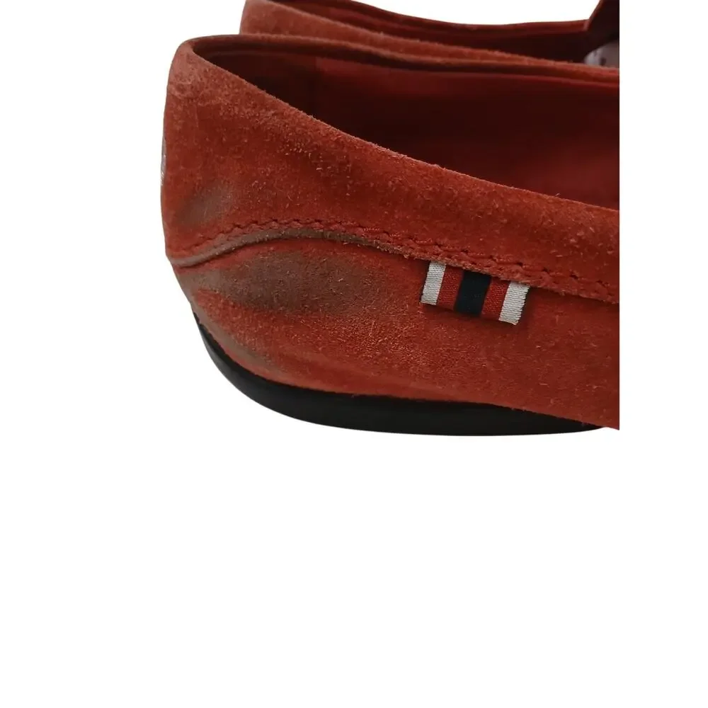 Gucci Red Suede Leather Slip‎ on Web Loafers Men's 9.5 G Driving Shoes Moccasin